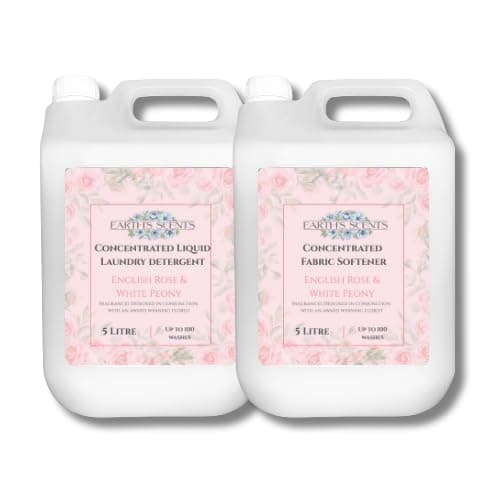 Image of Earth's Scents English Rose & Peony Liquid Laundry Detergent & Conditioner Duo 5 Litre