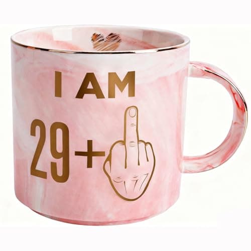 Image of ALINK 30th Birthday Gifts Ideas for Women - Funny Turning 30 Year Old Gift for Wife, Mom, Daughter, Sister, Aunt, Best Friends, BFF, Coworkers - Fabulous Pink Marble Mug, Ceramic 11oz Coffee Cup