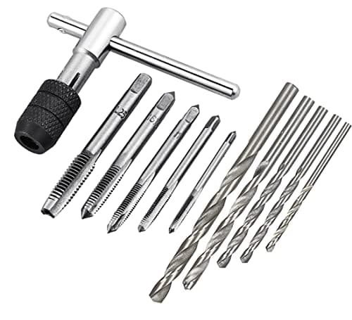 Image of Saipor Adjustable T-Handle Tap Wrenches Set Ratchet Tap Holder Wrench with 5pcs M3-M8 Metric Screw Thread Tap Set and Twist Drill Bits Set