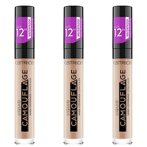 Image of Catrice Liquid Camouflage High Coverage Concealer, Concealer, 12 Hours, No. 010 Porcellain, Nude, for Combination Skin, Long-Lasting, Oil-, Waterproof, Alcohol-, Pack of 3 (3 x 5 ml)