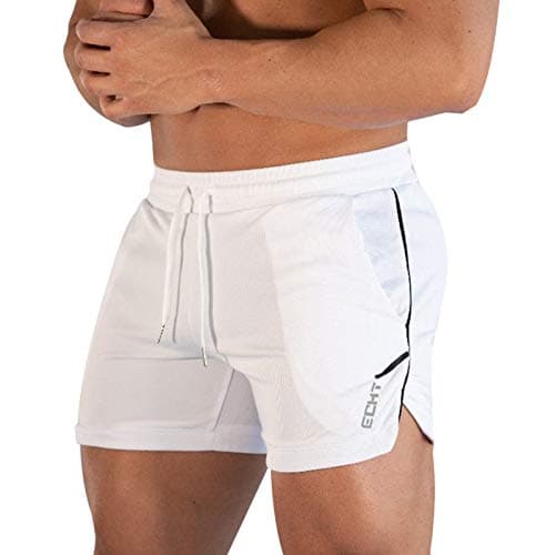 Image of Superora Mens Running Gym Sport Shorts Breathable Outdoor Workout Training Shorts with Pockets White