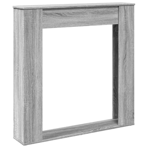 Image of vidaXL Electric Fireplace Surround/Mantel - Grey Sonoma Engineered Wood - 100x20x100 cm - Modern Decorative Frame with Functional Shelf