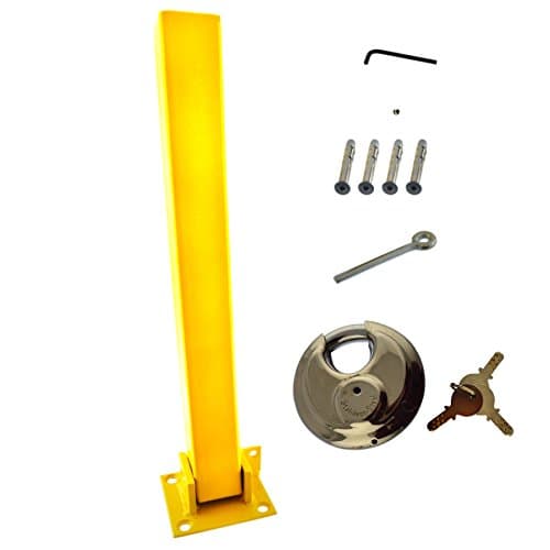 Image of AB Tools Maypole Heavy Duty Foldable Security Post Driveways, Carports, Garages Bolt Fixed Type, Yellow