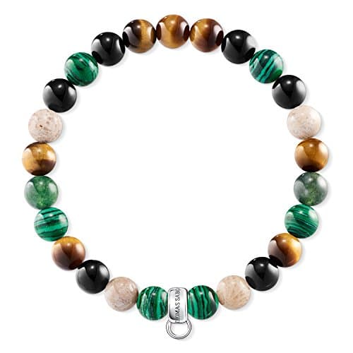 Image of Thomas Sabo Charm Bracelet Brown, Green, White 925 Sterling Silver X0217-947-7-L17.5