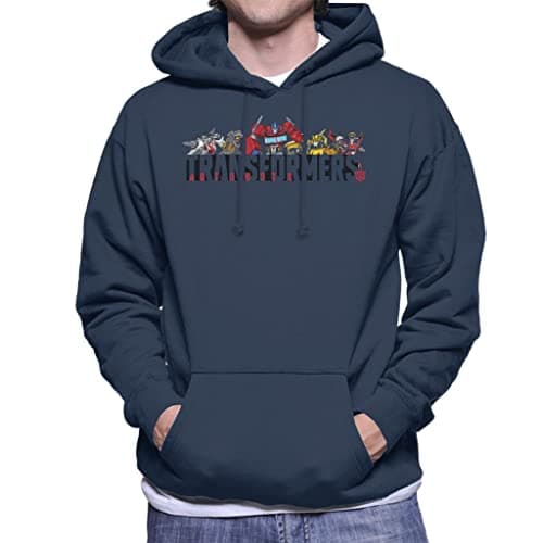 Image of All+Every Transformers Autobots Line Up Men's Hooded Sweatshirt Navy Blue