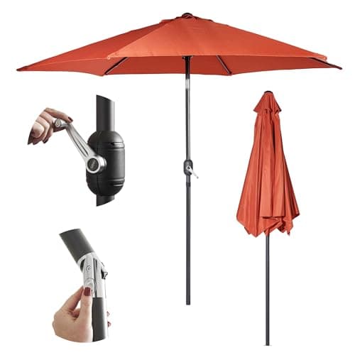 Image of VonHaus Parasol 2.7M – Parasol Umbrella for Outdoor, Garden, Patio – Sun Shade Canopy with Hand Crank, Tilt Function, UV30+ Protection, Air Vent, Powder Coated Steel Frame