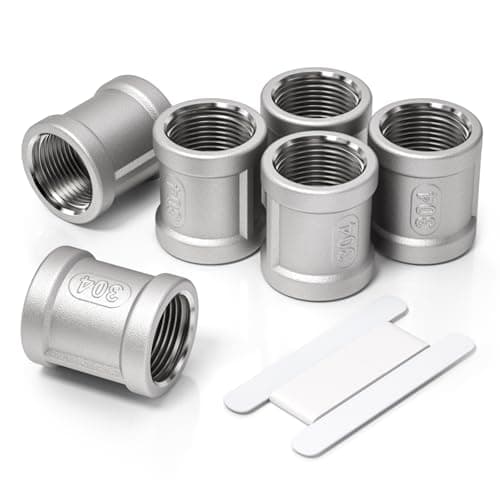 Image of Bwintech 6 Pcs 1/4" Female to 1/4" Female BSP Thread Stainless Steel 304 Coupling Connector for Pipe Connecting Conversion
