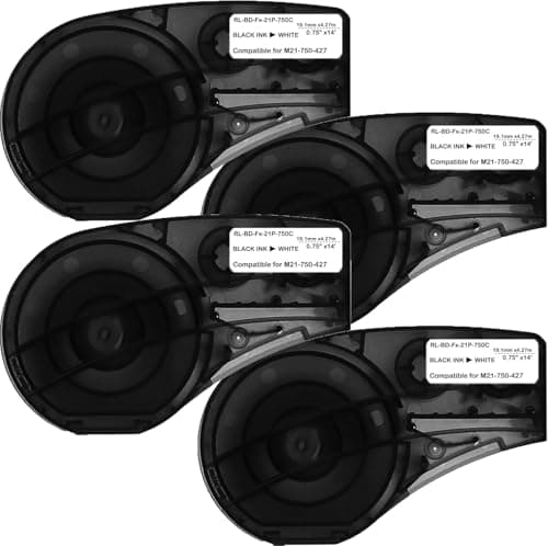 Image of Compatible M21-750-427 Self-Laminating Wire Wrap Brady Labels for Vinyl Patch Panel and Cable Labeling,for M210, M210LAB, M211,BMP21-PLUS,BMP21-LAB and IDPAL Label Printer,0.75 Inch Width,4-Pack