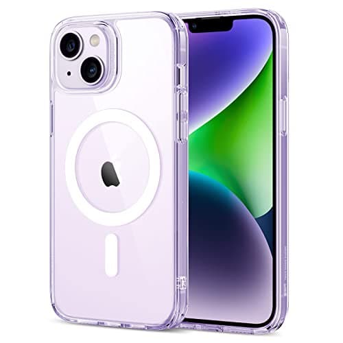 Image of ESR Classic Hybrid Magnetic Case with HaloLock, Compatible with iPhone 14 and iPhone 13, MagSafe, Military-Grade Protection, Scratch-Resistant Back, Clear Purple