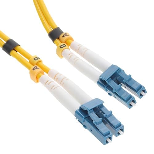 Image of kenable OS2 Single Mode Fibre Optic Cable LC to LC Duplex 9/125 LSZH Yellow 1m