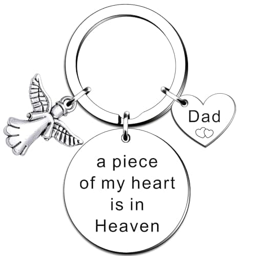 Image of SMARGO Dad Memorial Keyring Gifts A Piece of My Heart is in Heaven Keyring Dad Memorial Gift Remembrance Sympathy Present Loss of Loved One Key Ring