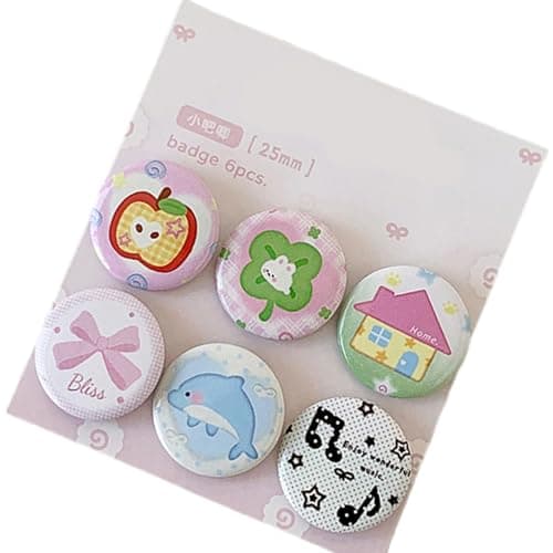 Image of 6Pcs Cartoon Brooch Pins Metal Badges Pins for Kid Adult Backpacks Hat School Bags Jackets and Daily Outfits Cartoon Metal Badge Pin