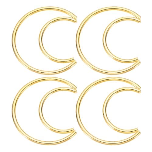 Image of PATIKIL 2 Inch Moon Dream Catcher Rings, 4 Pcs Metal Christmas Macrame Wreath Floral Ring Hoop for Home Car DIY Craft Wedding Wall Hanging Decoration, Gold