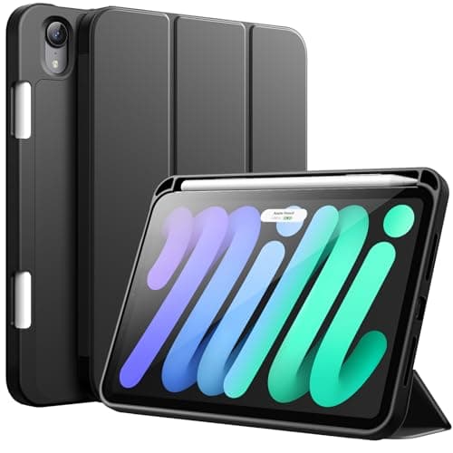 Image of JETech Case for iPad mini (A17 Pro, 2024 Model, 7th Generation) / mini 6 (2021 Model, 6th Generation), Slim Tablet Cover with Soft TPU Back, Auto Wake/Sleep (Black)