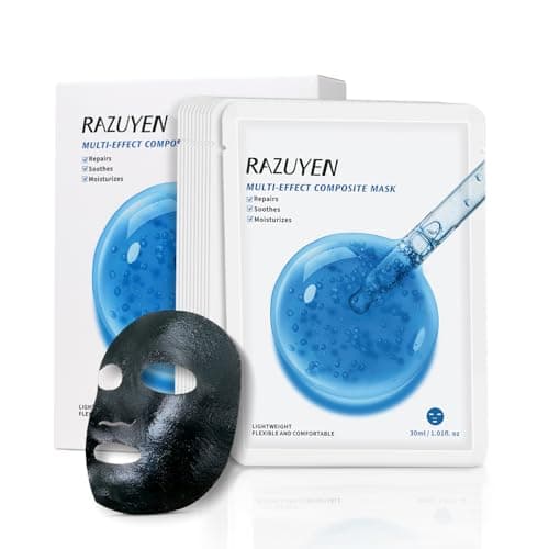 Image of RAZUYEN Rejuvenating Sheet Mask (10 Sheets), Panthenol Vitamin B5 Facial Mask for Sensitive Skin, Hydrating, Soothing, Calming and Balancing, Women and Men Face Sheet Mask