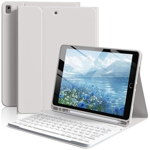 Image of BFGTSJF Keyboard Case for iPad 9th / 8th / 7th Generation 10.2 inch 2021/2020/2019, iPad Air 3rd / iPad Pro 10.5 inch with Pencil Holder, Magnetic Detachable Bluetooth Keyboard - Gray