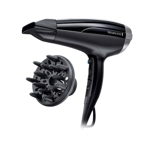 Image of Remington Hair Dryer Ion [Light & Powerful] Pro Air-Shine (2300 W, Ceramic Tourmaline Ring, Styling Nozzle, Diffuser, 3 Heat & 2 Separate Fan Levels, Cooling Level) D5215, Black