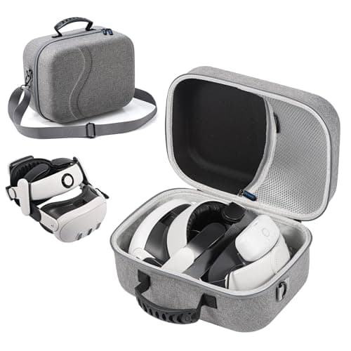 Image of DEVASO Large Carry Case for Meta Quest 3, Soft Lining Compatible with BOBOVR S3 Pro/Kiwi Design Battery Head Strap and Other Accessories, Quest 3 Hard Carrying Case for Travel and Storage, Gray