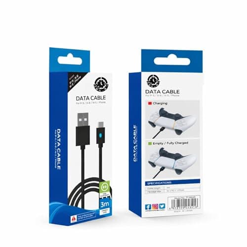 Image of KCA_S3 Gaming USB Type C Cable 3M - PS5 Xbox Series X S Nintendo DualSense Switch Pro Controller Charging Cable Fast Charge Data Sync with LED Indicator