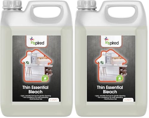 Image of Inspired - Thin Essential Bleach 5L - Gentle Yet Effective Cleaner for Floors, Surfaces & Light Stain Removal - Faster Drying Thin Formula for Domestic Household Use (Pack of 2)
