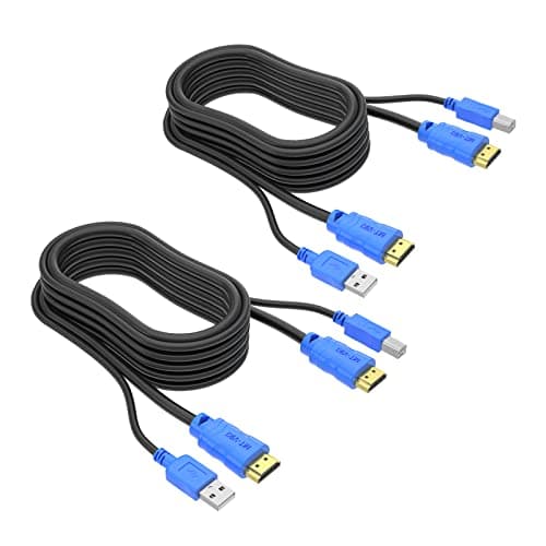 Image of 2 Packs USB HDMI KVM Cable 3m, MT-VIKI Twin 4K KVM Cables for HDMI KVM Switch 10ft