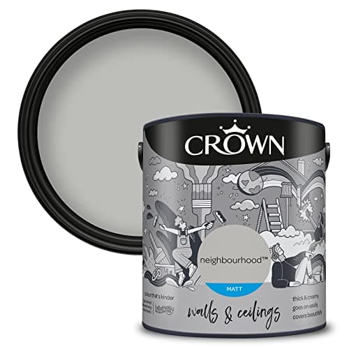 Image of CROWN Neighbourhood - Matt Emulsion Paint - Water Based, Quick Dry - Warm Grey Paint for Walls & Ceilings - 2.5L