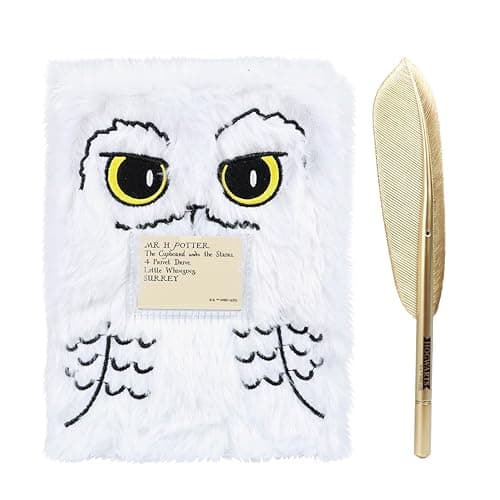 Image of Blue Sky Studios Harry Potter Hedwig Notebook & Feather Pen Set, Fluffy Owl-Themed Notepad, Writing Gift Set for Harry Potter Fans