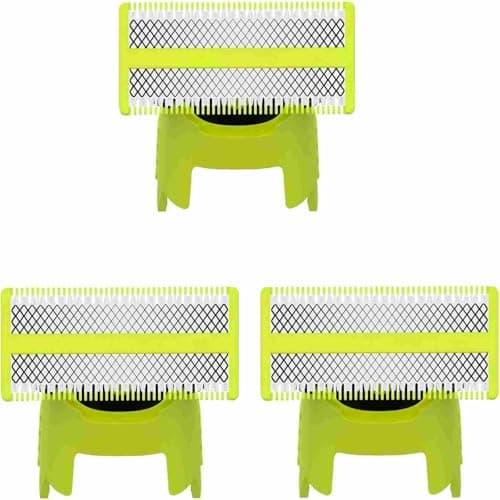 Image of Philips 3 Pack Replacement Heads Compatible with OneBlade, Stainless Steel Blades for OneBlade Series QP2515 QP2520 QP2630 QP2834 QP6510 QP6520, Green