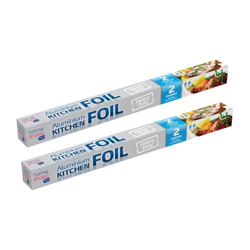 Image of HOMESHOPA Heavy Duty Kitchen Foil Roll, Pack of 2 Food Service Catering Aluminium Tin Foil Roll for Roasting Turkey, Cooking, Wrapping, Baking, Grilling & BBQ - 2m x 45cm