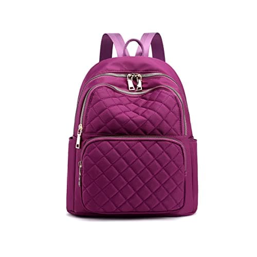 Image of NICOLE & DORIS Womens Casual Backpack Lightweight Nylon Rucksack Anti-Theft Water Proof College Backpack Fashion Daypack Travel Bag School Bags Purple