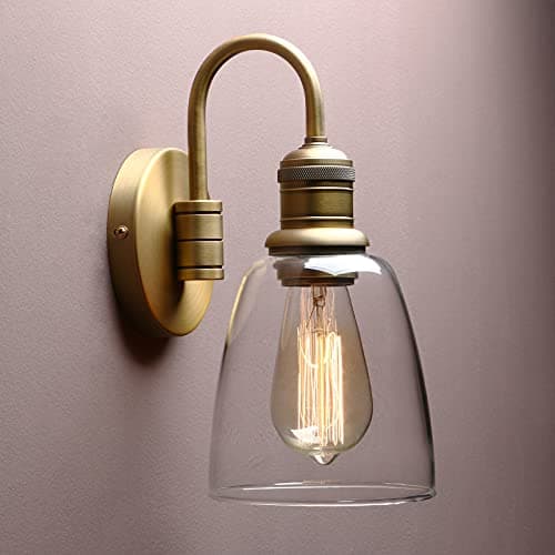 Image of Yosoan Lighting Modern Vintage Industrial Bell Sconce Wall Light Fitting with 5.6” Clear Glass Lampshade, for Office Home Kitchen Living Room Bedroom Loft Bar (Antique)