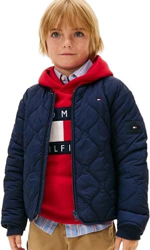 Image of Tommy Hilfiger Kids Gender Inclusive QUILTED LIGHTWEIGHT JACKET KS0KS00731 BLUE (Dark Night Navy) 18 Month