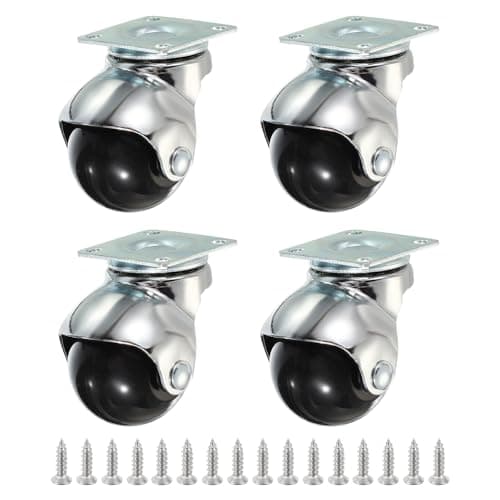 Image of PATIKIL 2 Inch Ball Caster Wheels Set of 4, 360° Rotating Swivel Top Plate Wheels 397 lbs Total Capacity Caster with M4 Screws for Furniture Table Cabinet Chrome