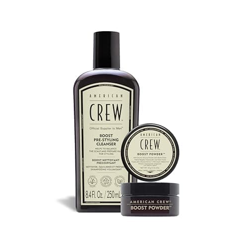 Image of AMERICAN CREW Boost Pre-Styling Shampoo for Men with Fine or Flat Hair - 250 ml + Boost Powder - Volumising Styling Powder - All Hair Types - 10 g