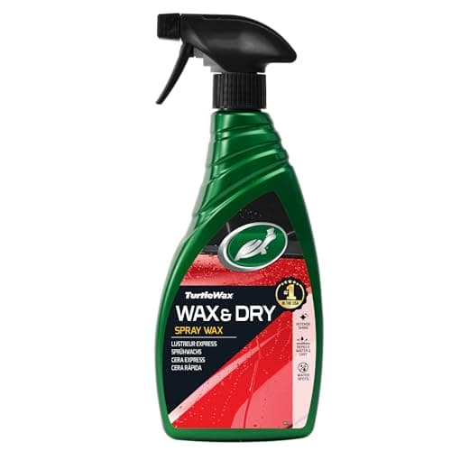 Image of Turtle Wax 51800 Wax and Dry Car Spray Wax - 500ml, Easy One-Step Shine & Protection, Carnauba & Polymer Formula, Water Repellent, Streak-Free, High-Gloss Finish