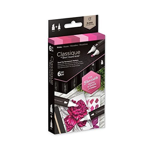 Image of Crafter's Companion Spectrum Noir Classique Blend Alcohol Marker Dual Nib Pens Set-Pinks-Pack of 6, One Size