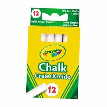 Image of Dynamic Crayola Anti-Dust White Chalk 12 Pack - Cleva Edition H8' Bundle