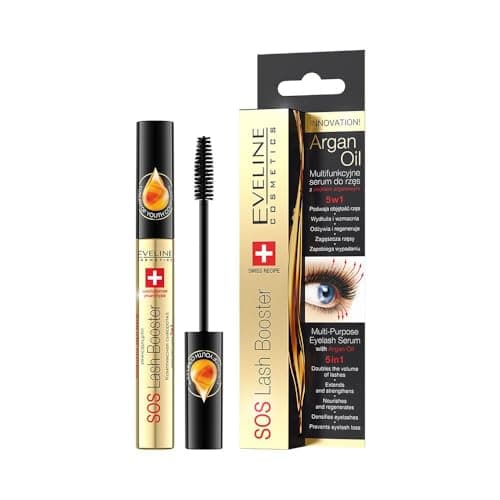 Image of Eveline Cosmetics Sos Lash Booster 5-in-1 Lash Serum with Argan Oil - SOS LASH BOOSTER for Nourishing, Thickening & Repairing Eyelashes