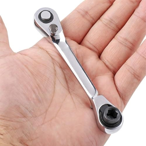 Image of Mioaoa Silver Ratchet Wrench 1/4 Inch Mini Double Headed 72 Tooth Drive Socket and Screwdriver Bit Ratchet Set Rotator 5 Degrees Quick Install Release Socket Wrenches Practical Tool Accessories