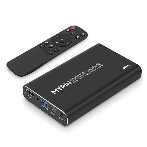 Image of 4K HD Media Player, MYPIN HDMI/AV/Coax Output for MP4 MP3 MKV with Remote Control, Play Videos and Photos with USB3.0 Drive/SD Card/HDD/External Device, Support Insert Internal 2.5-in SATA Hard Drive