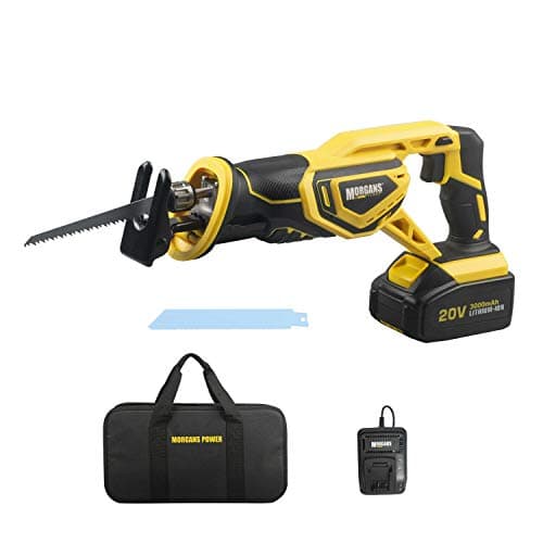 Image of Reciprocating Saw, Morgan's Power 20V MAX Cordless with 3.0Ah Battery & 1hr Fast Charger, Includes 2 Quality Saw Blades