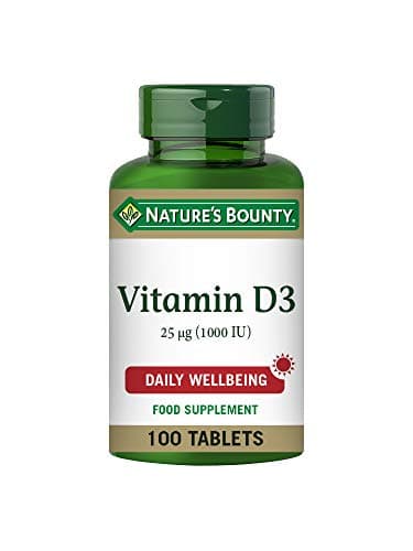 Image of Nature's Bounty Vitamin D3 25 µg (1000 IU) Tablets - Pack of 100 Tablets, One-a-Day - High Strength Vitamin D - Bone, Muscle and Immunity Support - Suitable for Vegetarians
