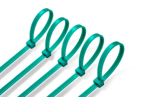 Image of ERKO Cable Ties Green 200 x 3,6 mm 100 Pieces Chemical Resistant 40lbs Tensile Strength, Professional Zip Tie Wraps, Garden Cable Managment