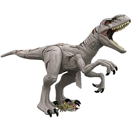 Image of Mattel Jurassic World Dominion Large Dinsoaur Toy, Super Colossal Atrociraptor Action Figure 3 Feet Long with Eating Feature, Gift for Kids, HFR09