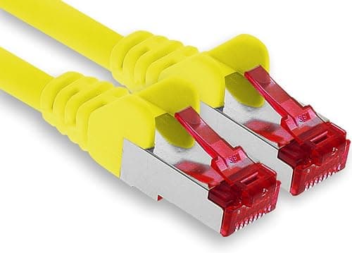 Image of 1aTTack.de - 1x 7.5m CAT6 patch cable S/FTP PIMF shielding CAT.6 RJ45 network cable Ethernet cable DSL LAN router switch modem patch panel - yellow - 1 piece