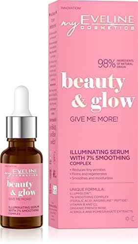 Image of Eveline Cosmetics Beauty&Glow Radiance Boosting Face Serum with Smoothing Complex - Ferulic Acid, Argireline Peptide, Vitamin B & C - Hydrating & Anti-Aging Formula