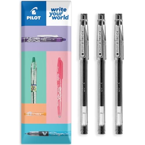 Image of PILOT G-Tec C4 Gel Ink Rollerball Pen - 0.4mm Nib - 0.2mm Line - In Envelope Gift Packaging - Pack of 3 (Black)