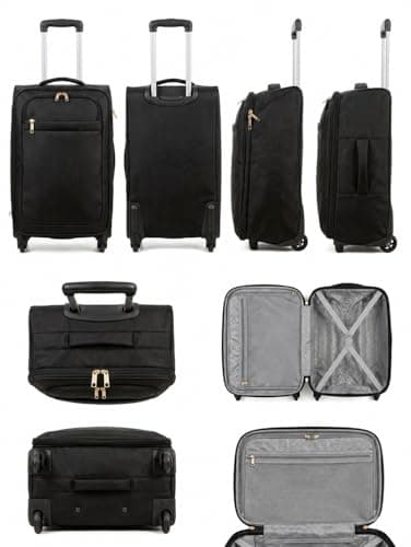 Image of 50 x 35 x 20cm Soft Cabin Bag – Lightweight Underseat Hand Luggage Suitcase with Wheels & Extendable Handle – Fits Ryanair, EasyJet, BA & More, 35L Capacity - Black (CABIN-T-01)