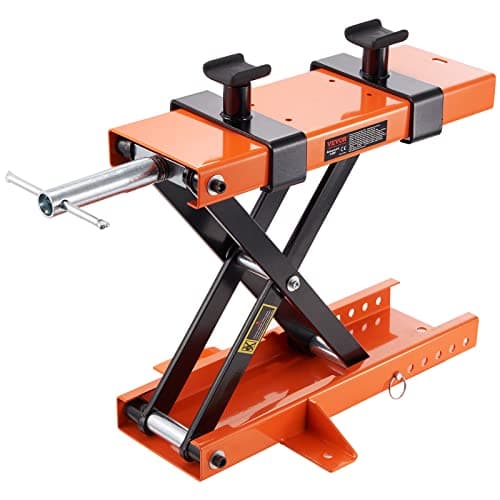 Image of VEVOR Motorcycle Lift, 500 kg Motorcycle Center Scissor Lift Jack with Saddle & Safety Pin, Steel Motorcycle Jack Hoist Stand for Street Bikes, Cruiser Bikes, Touring Motorcycles