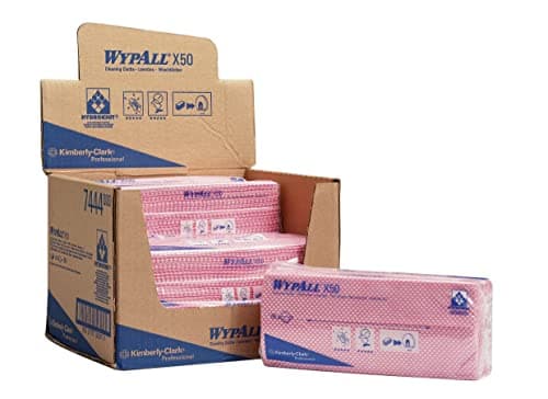 Image of Wypall X50 Colour Coded Cleaning Cloths 7444 - Red Wiping Cloths - 1 Pack x 50 Interfolded Colour Coded Cloths